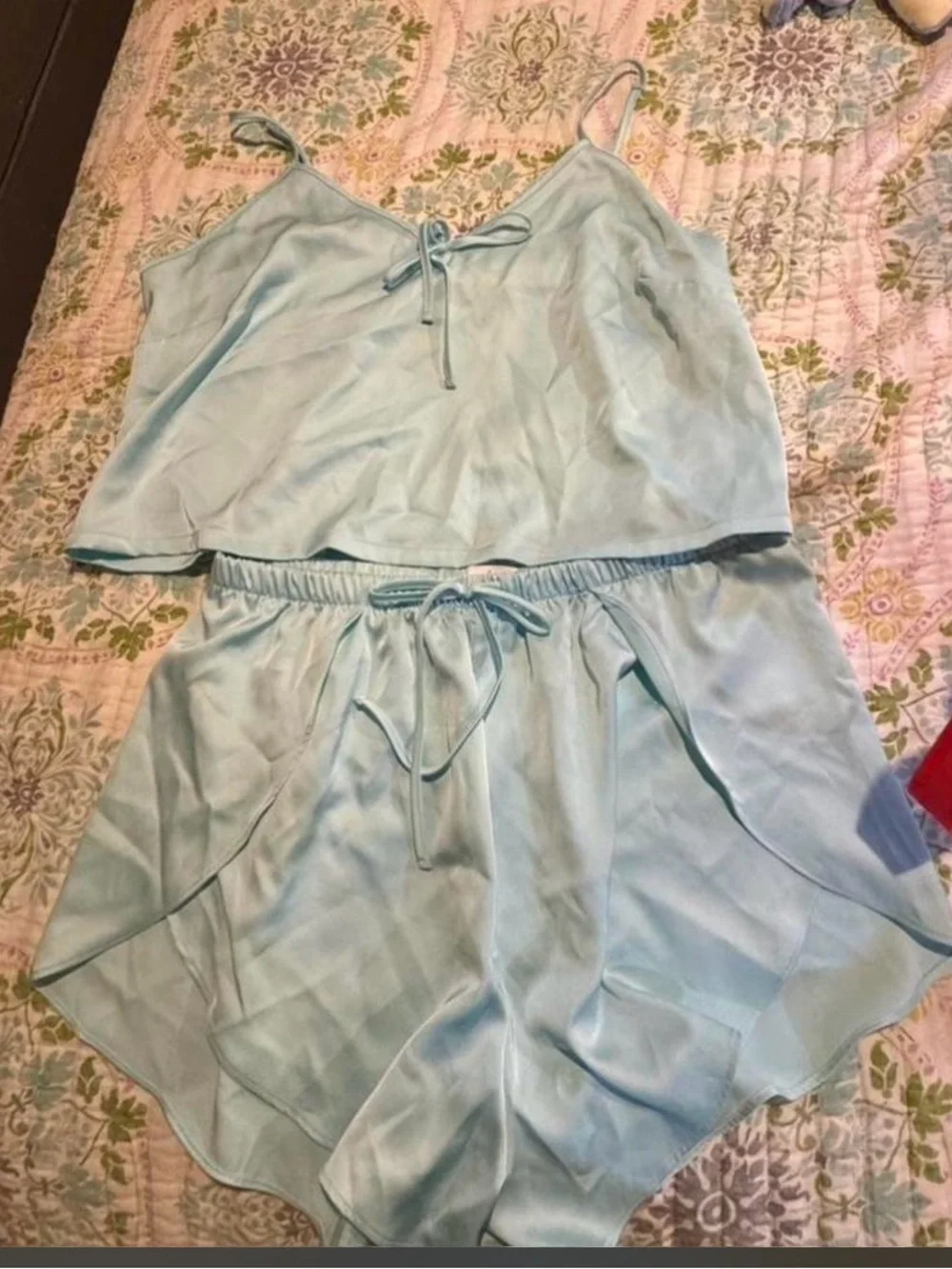 Colsie Light Blue Satin Cami & Shorts Sleep Set